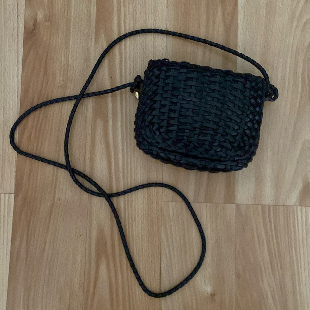 COLE HAAN mini black woven bag